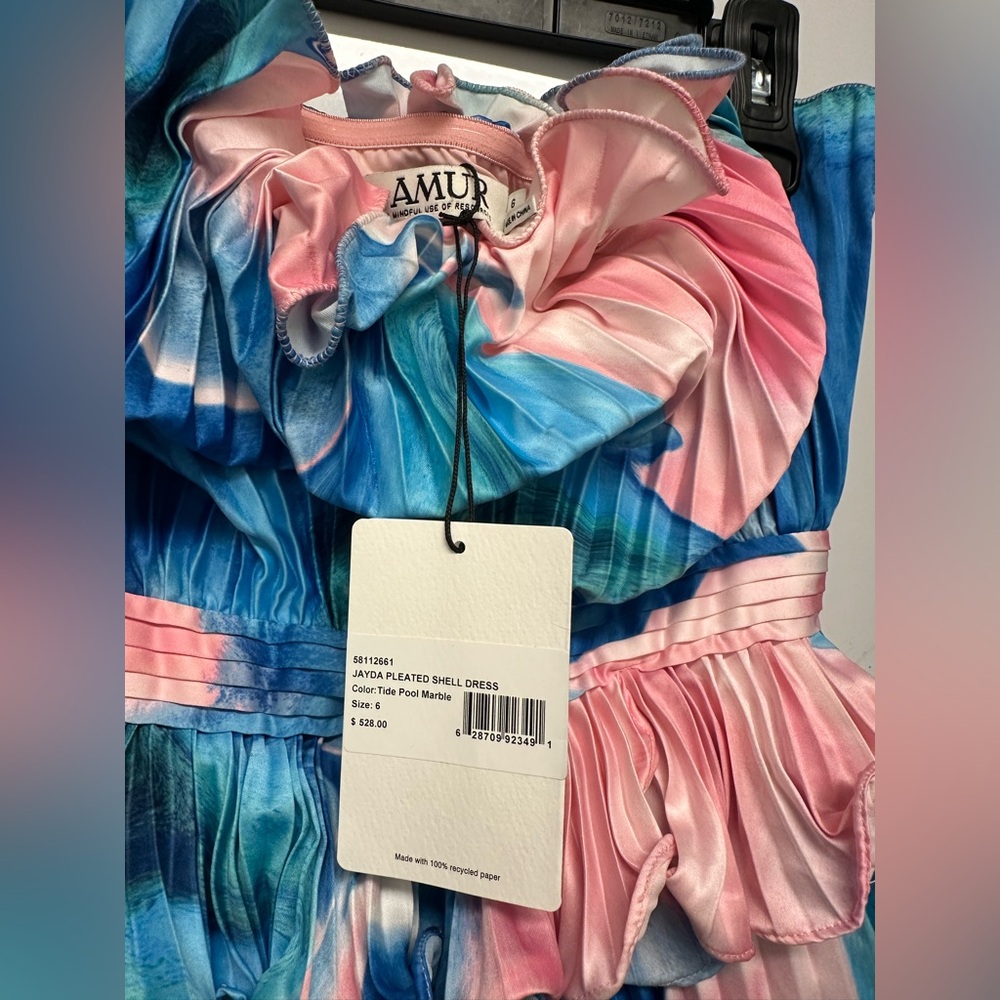 AMUR Jayda Pleated Shell  Strapless Ruffle Dress. Get ready for spring & Summer - Picture 10 of 15